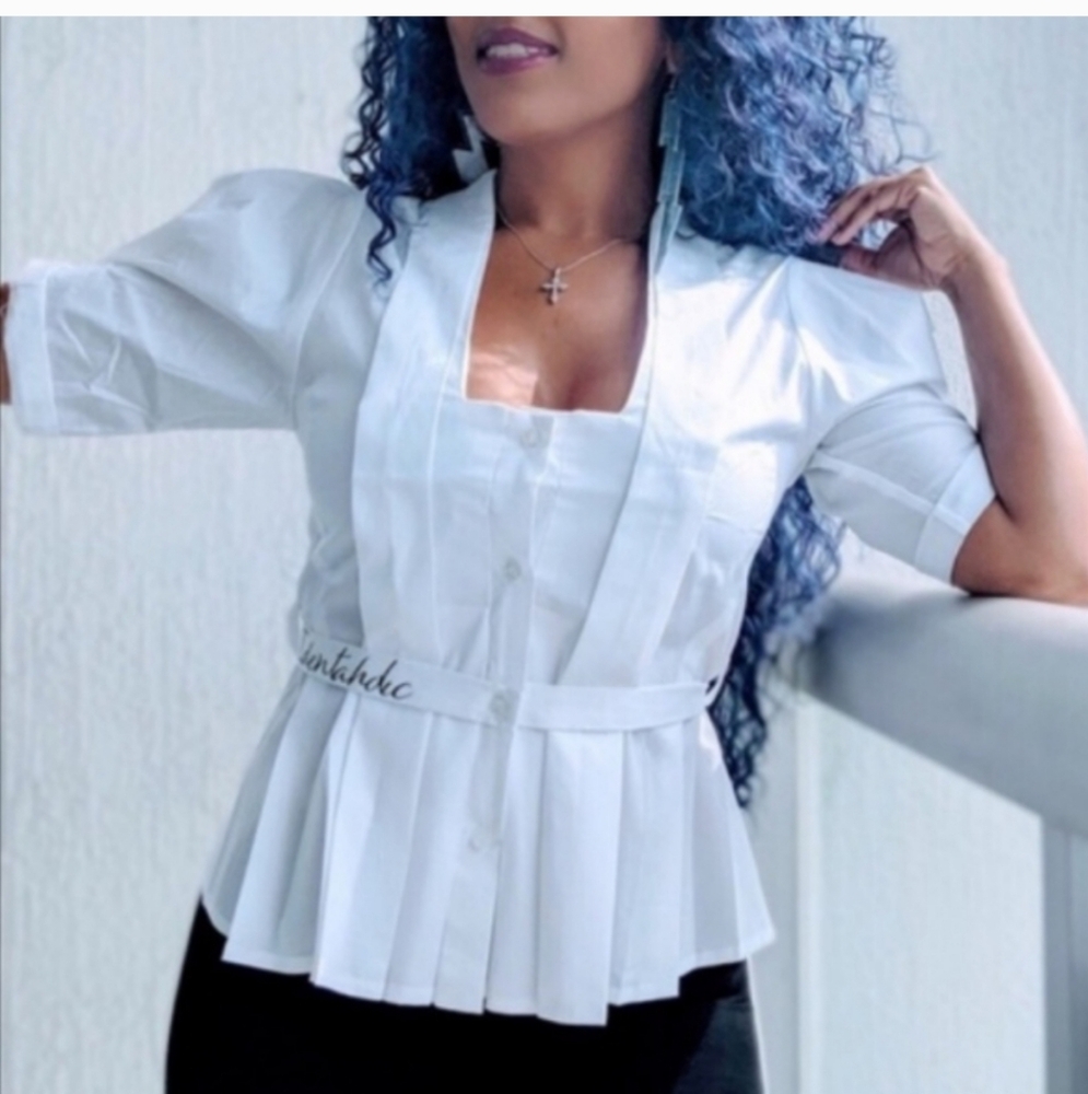 Callie Lives Peplum pleated top.